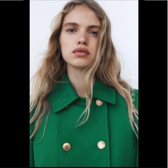 Women Zara Apple Green Buttoned Coat Size XS - Picture 4 of 16